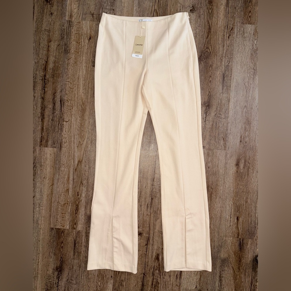 Mango • Slit Hem Ecru Trousers - Picture 2 of 10